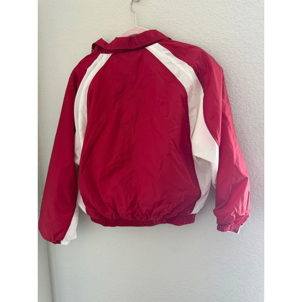 Healthy Attitude Windbreaker Jacket Small Red White American Spirit Baseball Zip